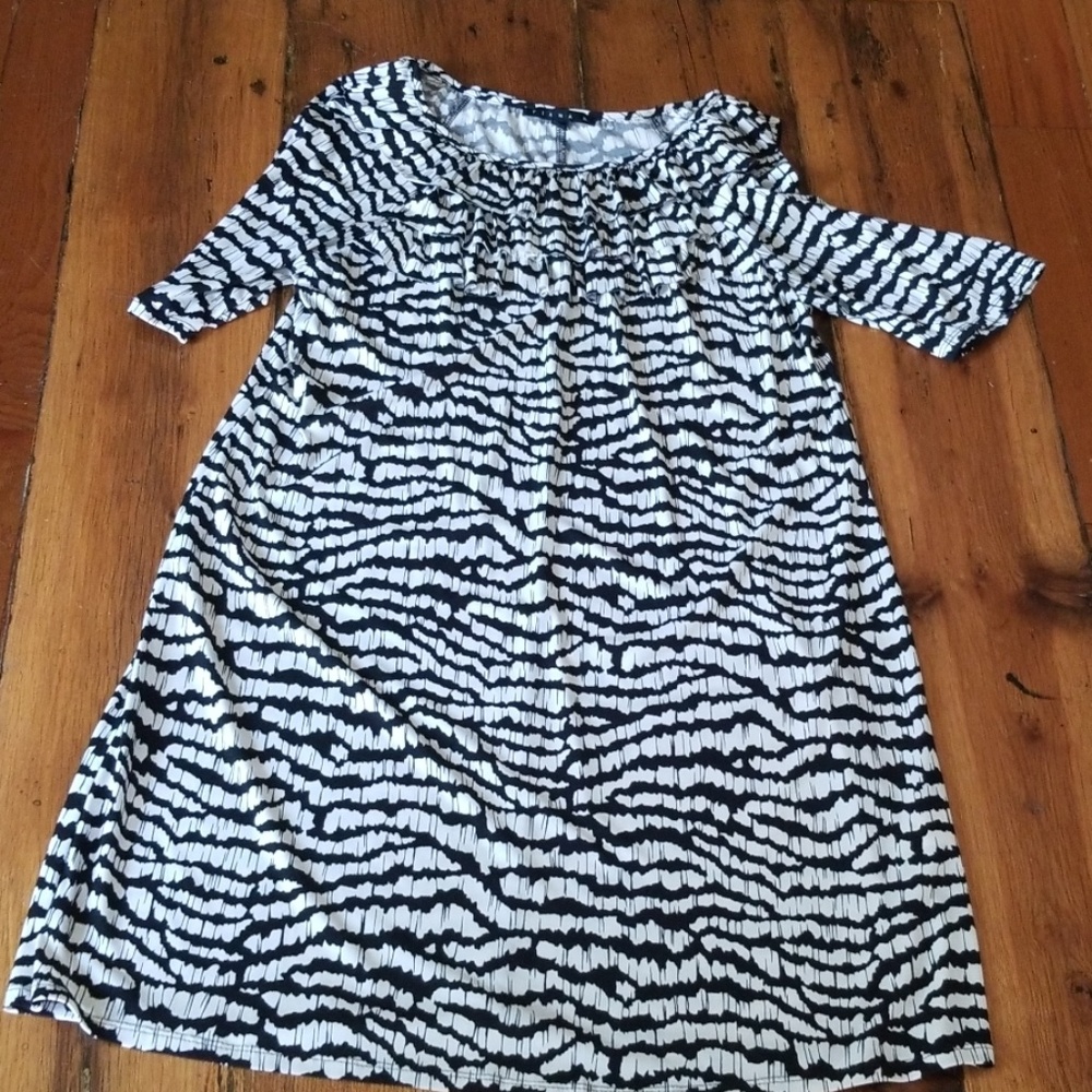 Black and white striped dress